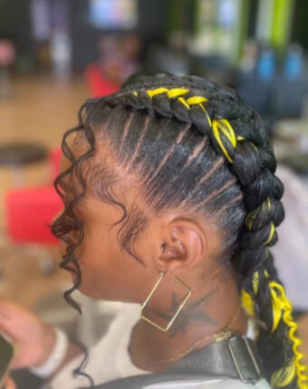Black and Yellow Braid Left side customer Tat